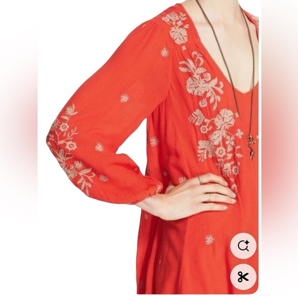 Free People. Red Embellished Ruffled Sundress - Picture 5 of 11